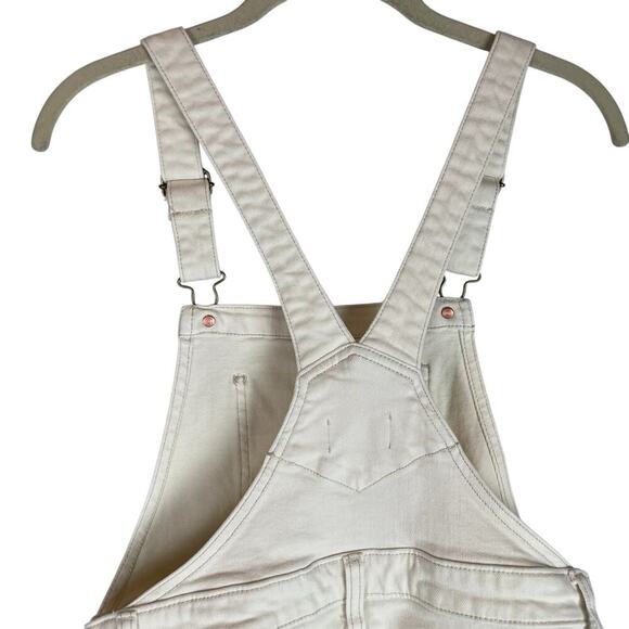 Old Navy cream denim short bib overalls shortalls size small - Picture 6 of 8